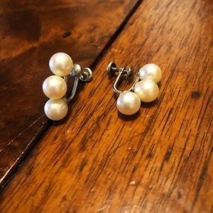Silver & Pearl Clip Earrings